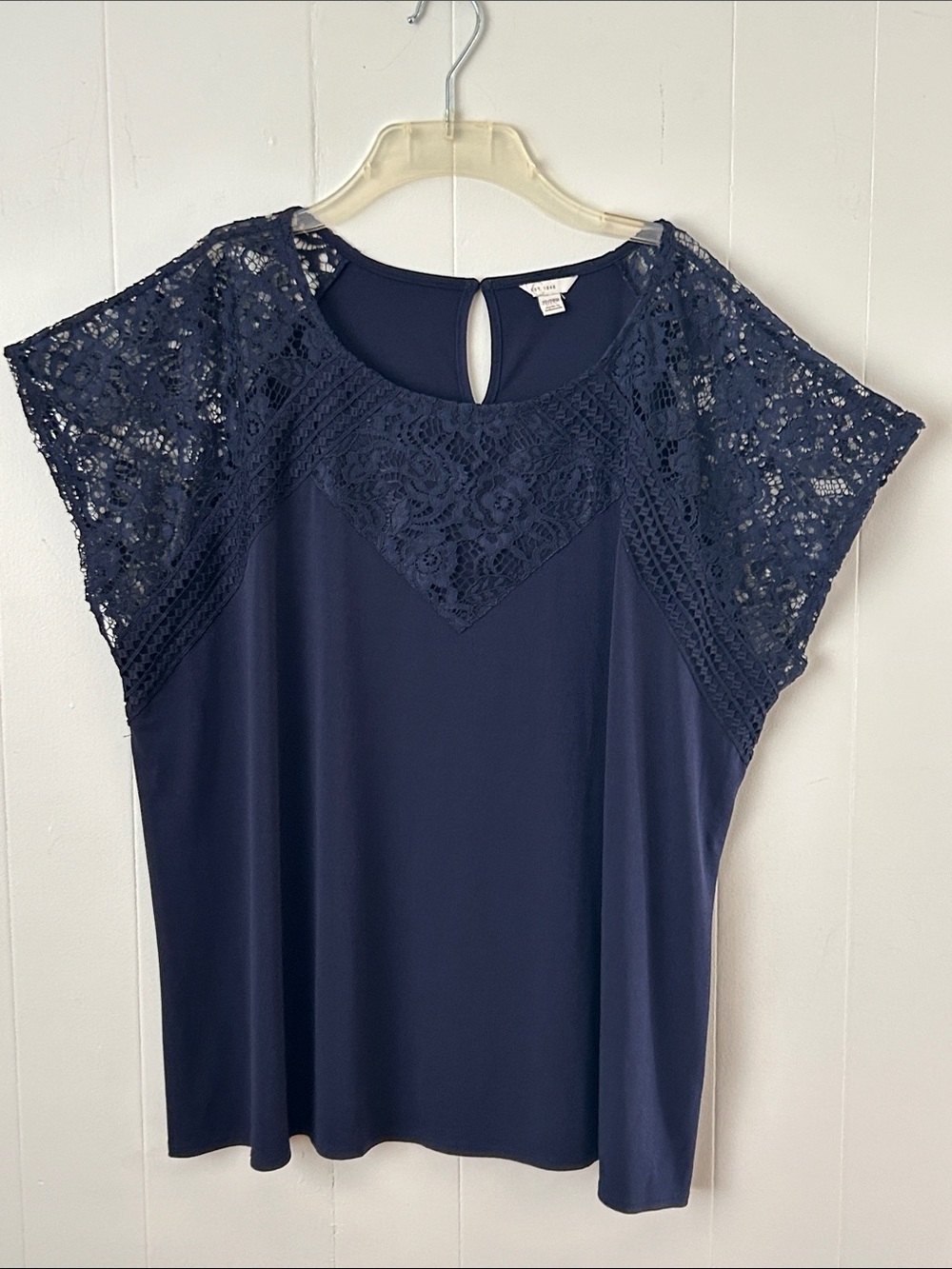 Women’s Navy Lace Yoke Blouse